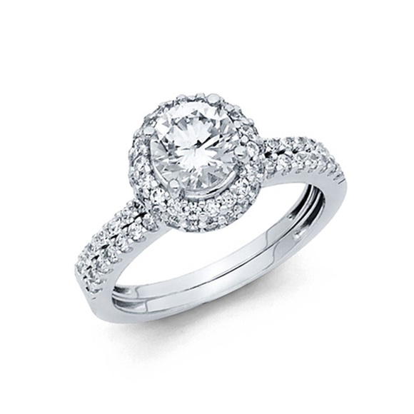1.25CT Round & Pave Halo with Side Fishtail CZ